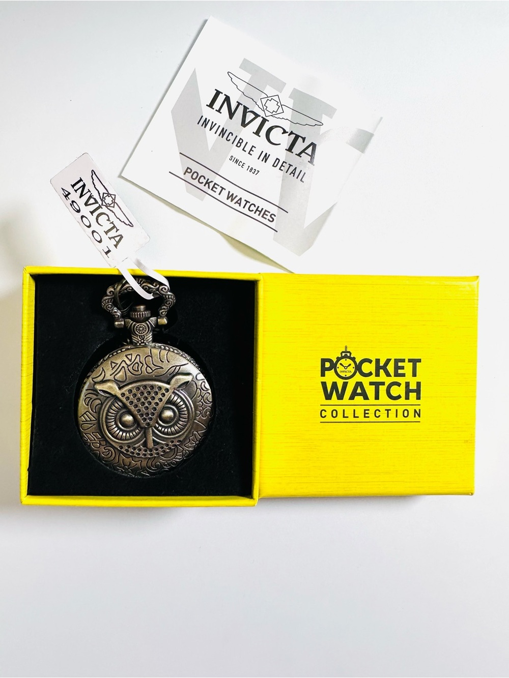 INVICTA NOCTURNAL Owl Pocket Watch w/Chain NWT/Box UNTESTED